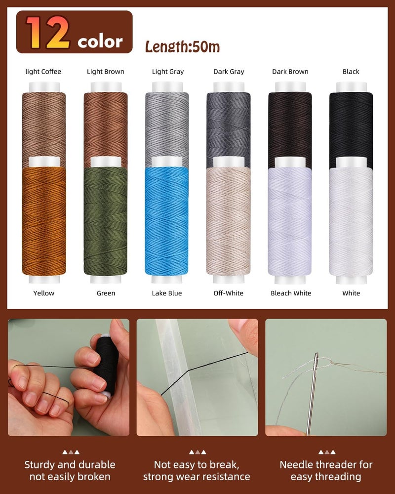 BAGERLA Heavy Duty Sewing Kit, Needle and Thread Kit with Upholstery Thread Needles Sewing Awl Seam Ripper for Car Seats Carpets Shoes Backpacks DIY Crafting - Image 3